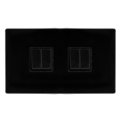 Click Definity 10AX 4 Gang 2 Way Plate Switch | Metal | Matt Black plate | Black insert