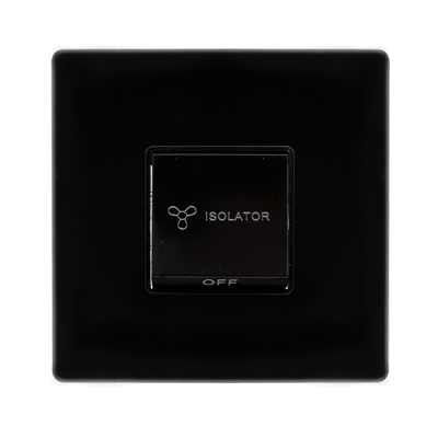Click Definity 10A 3 Pole Fan Isolation Plate Switch | Metal | Matt Black plate | Black insert