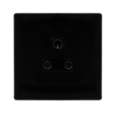 Click Definity 5A Round Pin Socket Outlet  | Metal | Matt Black plate | Black insert