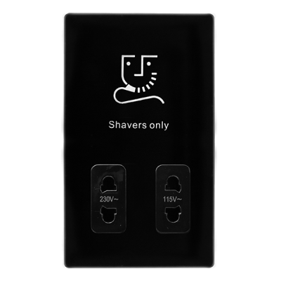 Click Definity 115V/230V Dual Voltage Shaver Socket Outlet | Metal | Matt Black plate | Black insert