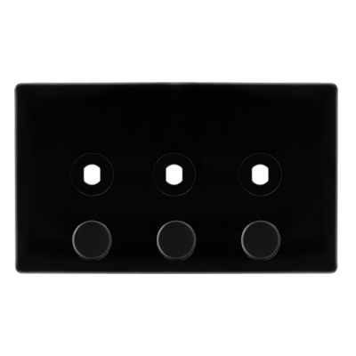 Click Definity 3 Gang Unfurnished Dimmer Plate- 3 Apertures | Metal | Matt Black plate