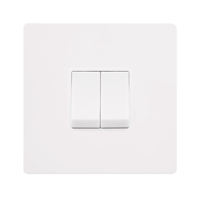 Click Definity 10AX 2 Gang 2 Way Plate Switch | Metal | White plate | White insert