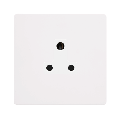 Click Definity 5A Round Pin Socket Outlet | Metal | White plate | White insert