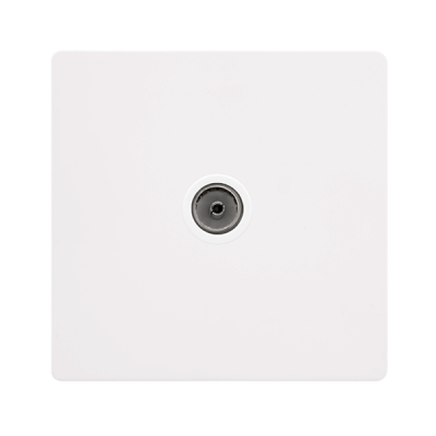 Click Definity Single Non-Isolated Coaxial Outlet | Metal | White plate | White insert