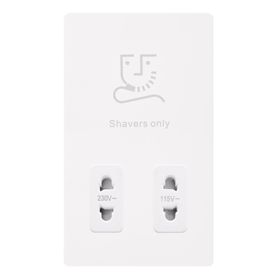 Click Definity 115V/230V Dual Voltage Shaver Socket Outlet | Metal | White plate | White insert