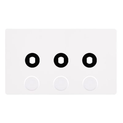 Click Definity 3 Gang Unfurnished Dimmer Plate- 3 Apertures | Metal | White plate