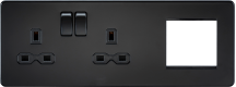 K/Bridge 13A 2G DP Socket + 2G Modular Combination Plate - Matt Black with Black insert