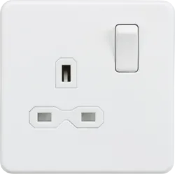 K/Bridge 13A 1G DP Switched Socket - Matt White with White Insert