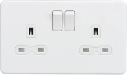 K/Bridge 13A 2G DP Switched Socket with Twin Earths - Matt White with White Insert