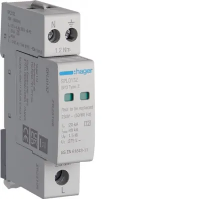 Hager Single Module Type 2 Surge Protection Device