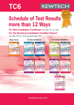 Kewtech Schedule of test results up to 36 ways or more (18th Edition Amendment 2)