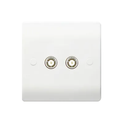Thrion Socket 2 Gang Coaxial White