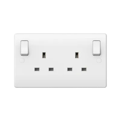 Thrion Socket 2G DP Switched 13A Outboard Rocker White