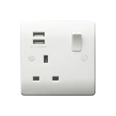Thrion Socket 1G SP Switched USB 13A White