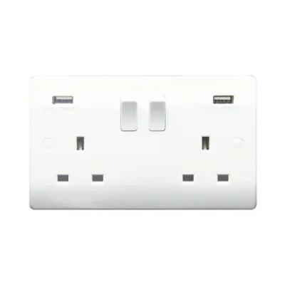 Thrion 2G 13A Switched Socket 2 USB A 3.1A White