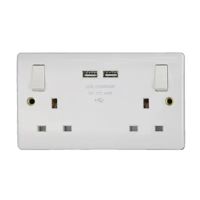 Thrion Socket 2G DP Switched USB 13A White