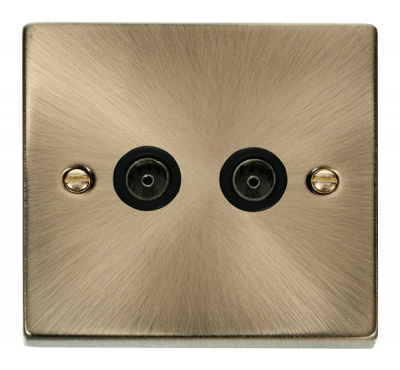 Click Deco Twin Non-Isolated Coaxial Outlet Antique Brass