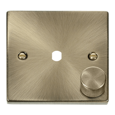 Click Deco 1 Gang Unfurnished Dimmer Plate & Knob (650W Max) - 1 Aperture  Antique Brass