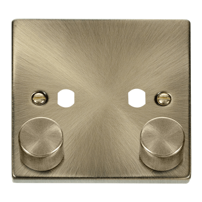 Click Deco 1 Gang Unfurnished Dimmer Plate & Knobs (800W Max) - 2 Apertures  Antique Brass