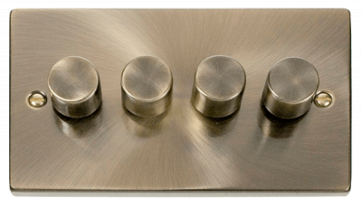 Click Deco 4 Gang 2 Way 100W Trailing Edge Dimmer Switch Antique Brass