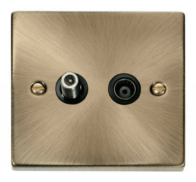 Click Deco Non-Isolated Satellite & Non-Isolated Coaxial Outlet Antique Brass