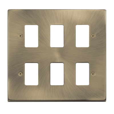 Click Deco 6 Gang GridPro Frontplate Antique Brass