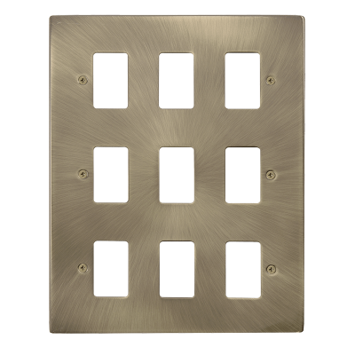 Click Deco 9 Gang GridPro Frontplate Antique Brass