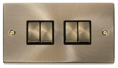 Click Deco 10AX 4 Gang 2 Way Plate Switch Antique Brass