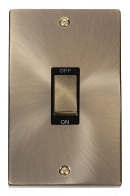 Click Deco 45A 2 Gang (Vertical) DP Plate Switch Antique Brass