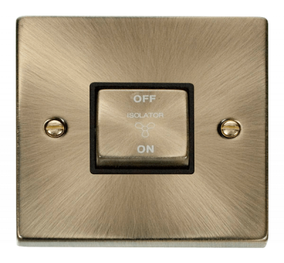 Click Deco 10A 3 Pole Fan Isolation Plate Switch Antique Brass