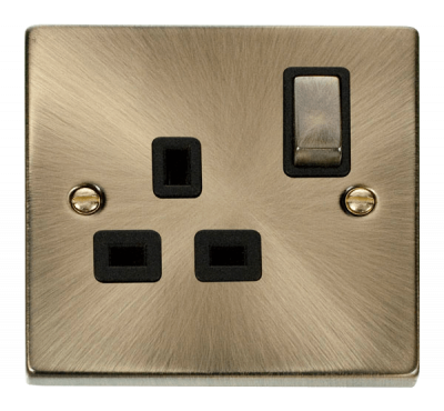 Click Deco 13A 1 Gang DP Switched Socket Outlet Antique Brass