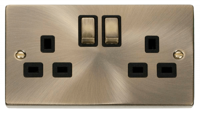 Click Deco 13A 2 Gang DP Switched Socket Outlet Antique Brass