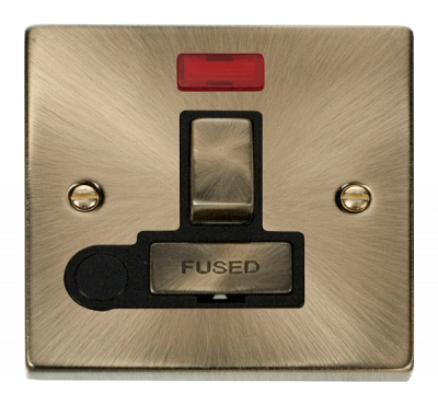 Click Deco 13A DP Switched FCU With Neon & Optional Flex Outlet Antique Brass