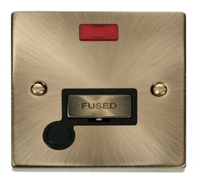 Click Deco 13A Unswitched FCU With Neon & Optional Flex Outlet Antique Brass