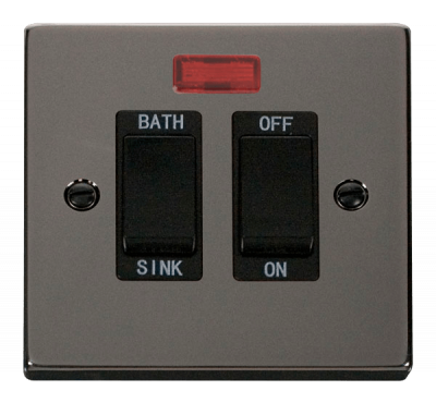 Click Deco 20A DP Sink/Bath Plate Switch With Neon Black Nickel