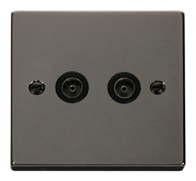 Click Deco Twin Non-Isolated Coaxial Outlet Black Nickel