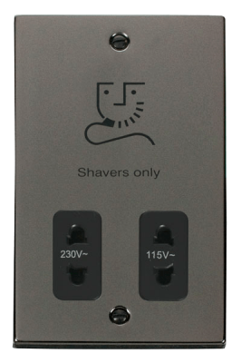 Click Deco 115V/230V Dual Voltage Shaver Socket Outlet Black Nickel
