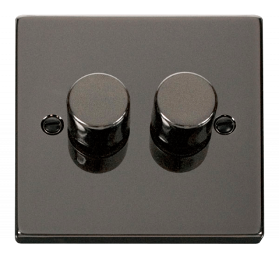 Click Deco 2 Gang 2 Way 100W Trailing Edge Dimmer Switch Black Nickel