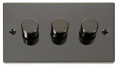 Click Deco 3 Gang 2 Way 100W Trailing Edge Dimmer Switch Black Nickel