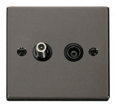 Click Deco Non-Isolated Satellite & Non-Isolated Coaxial Outlet Black Nickel