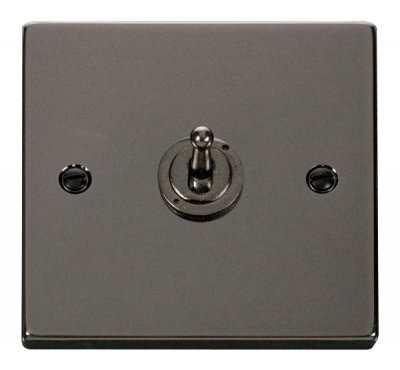 Click Deco 10AX 1 Gang 2 Way Toggle Plate Switch Black Nickel