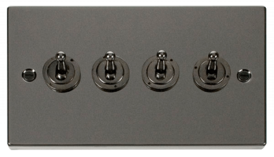 Click Deco 10AX 4 Gang 2 Way Toggle Plate Switch Black Nickel