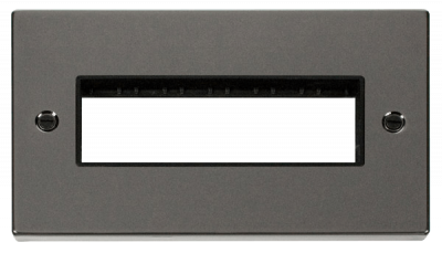 Click Deco 2 Gang MiniGrid Unfurnished Plate - 6 In-Line Apertures Black Nickel