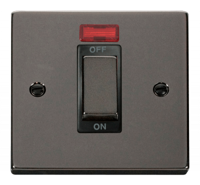 Click Deco 45A 1 Gang DP Plate Switch With Neon Black Nickel
