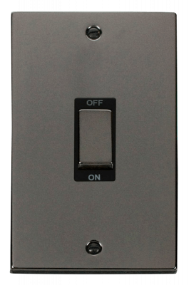Click Deco 45A 2 Gang (Vertical) DP Plate Switch Black Nickel