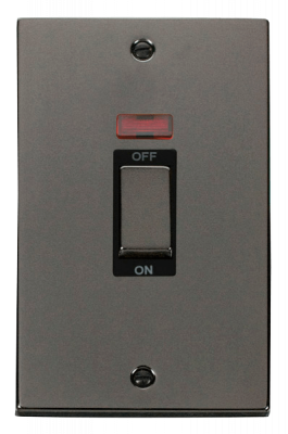 Click Deco 45A 2 Gang (Vertical) DP Plate Switch With Neon Black Nickel