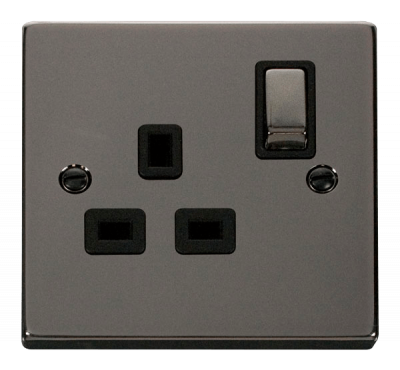 Click Deco 13A 1 Gang DP Switched Socket Outlet Black Nickel