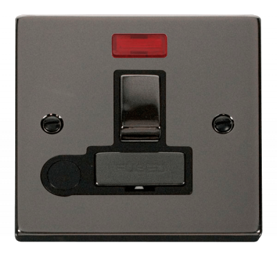 Click Deco 13A DP Switched FCU With Neon & Optional Flex Outlet Black Nickel