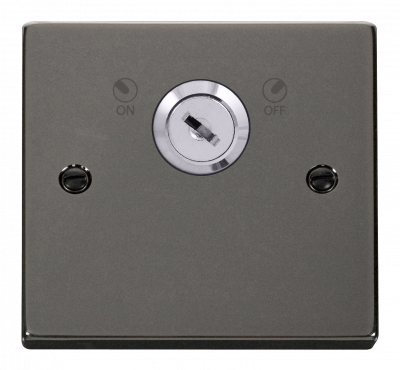 Click Deco 20A DP 1 Gang Plate Key Lockable Switch Black Nickel