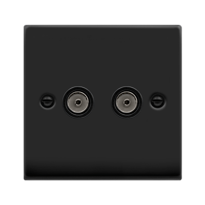 Click Deco Twin Non-Isolated Coaxial Outlet Matt Black
